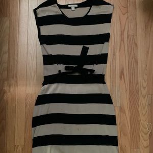 Banana republic Black and brown striped dress